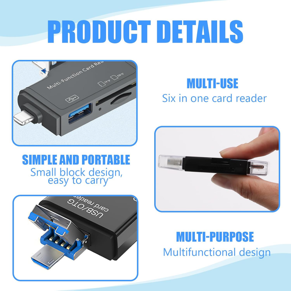 Citac kartica USB JWD 6u1 OTG beli