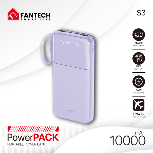 Power bank Prenosiva baterija Fantech S3 10000mAh, 10W  ljubicasti