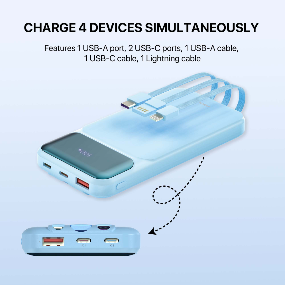 Power bank Prenosiva baterija Fantech T2 10000mAh QC, PD, 22.5W  beli