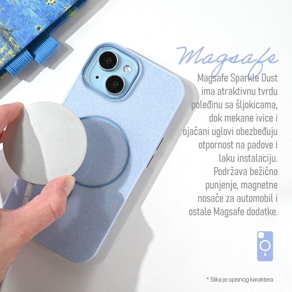 Torbica Magsafe Sparkle Dust za iPhone 16 Pro Max 6.9 crna