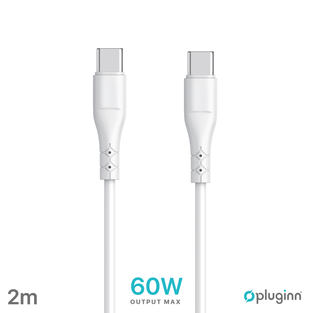 Data kabl Pluginn PI-PD 60W Type C na Type C beli 2m