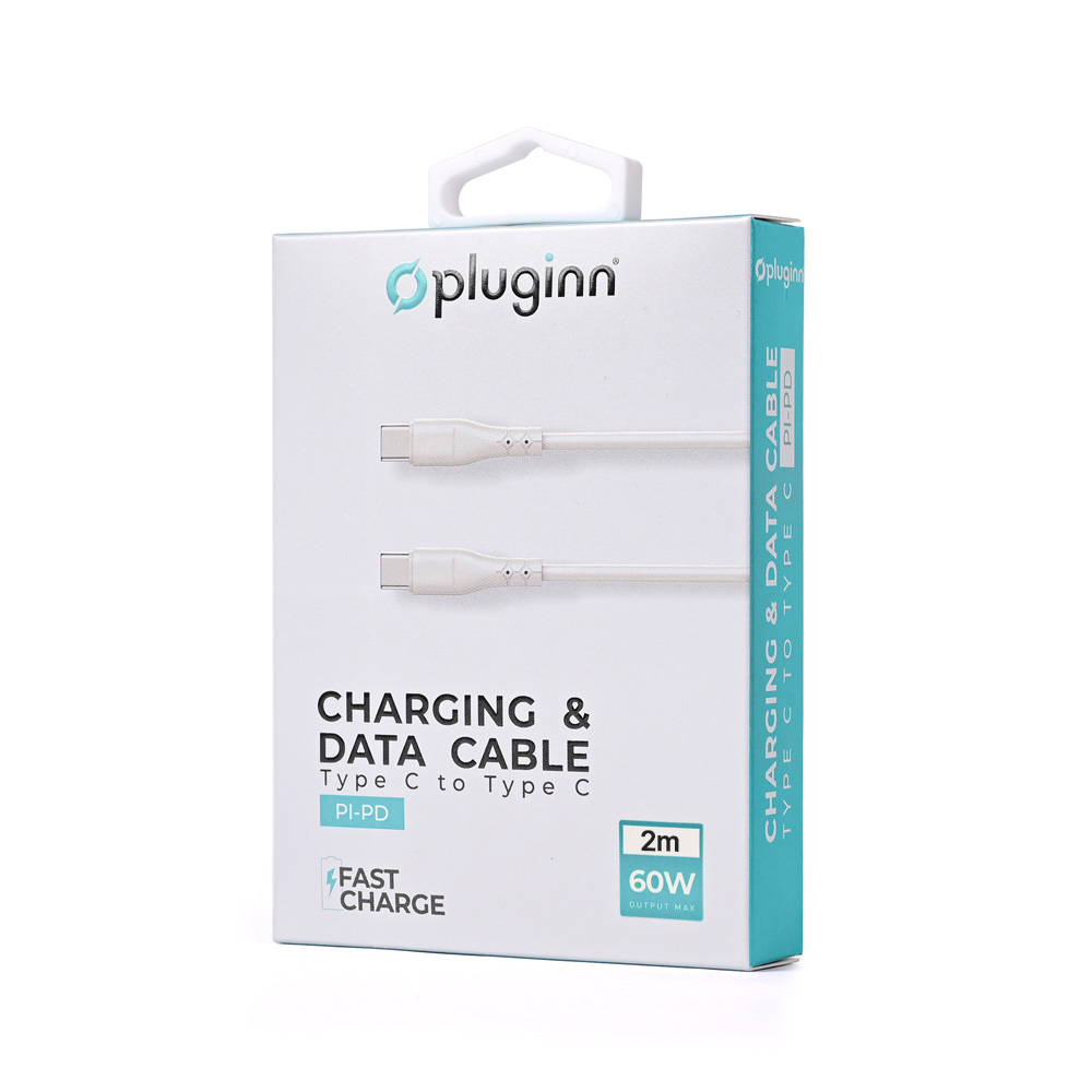 Data kabl Pluginn PI-PD 60W Type C na Type C beli 2m