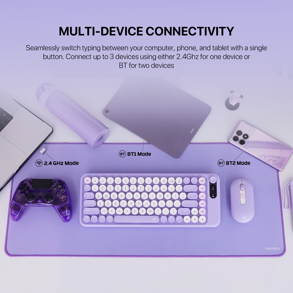 Combo mis tastatura wireless Fantech WK-898 GO mochi85 pink