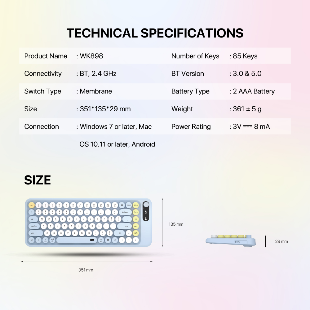Combo mis tastatura wireless Fantech WK-898 GO mochi85 plava
