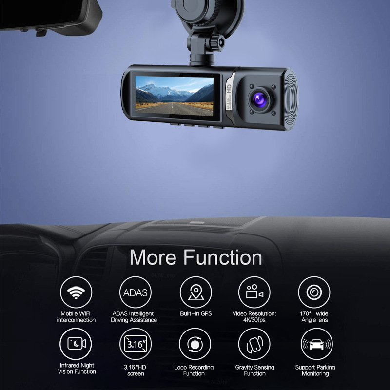 Kamera za Auto DashCam Pro WDR BlackBox JWD 4K crna