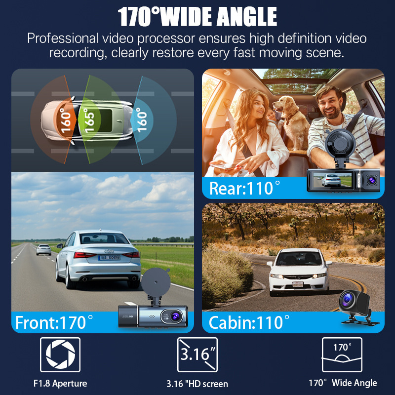 Kamera za Auto DashCam Pro WDR BlackBox JWD 4K crna