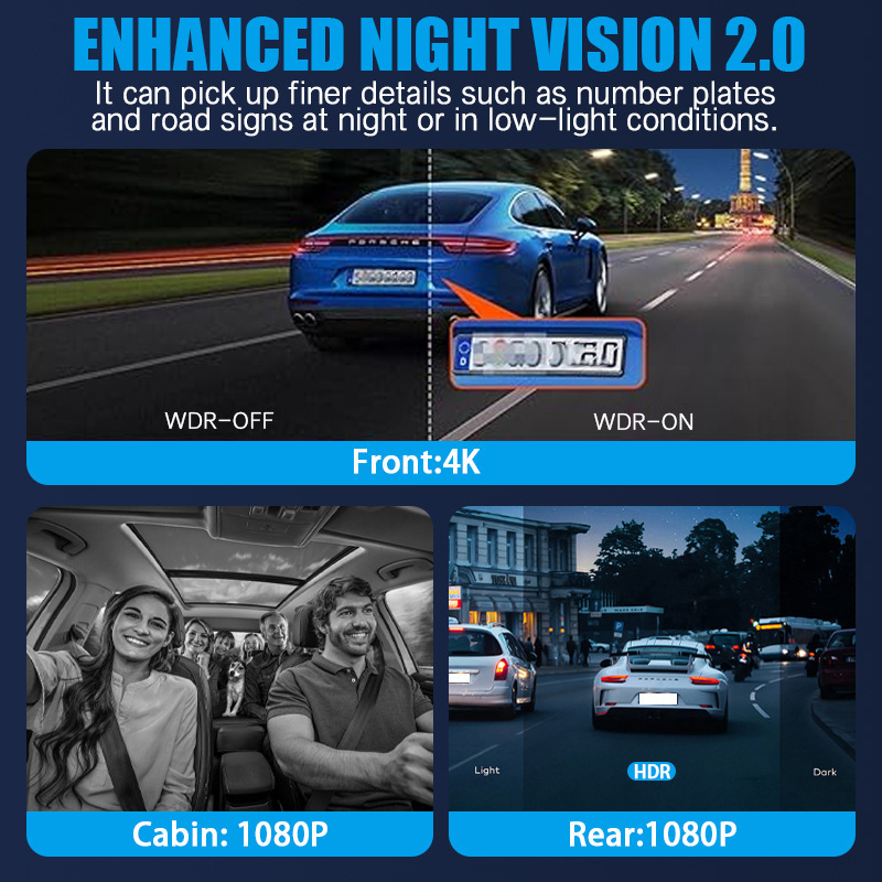 Kamera za Auto DashCam Pro WDR BlackBox JWD 4K crna