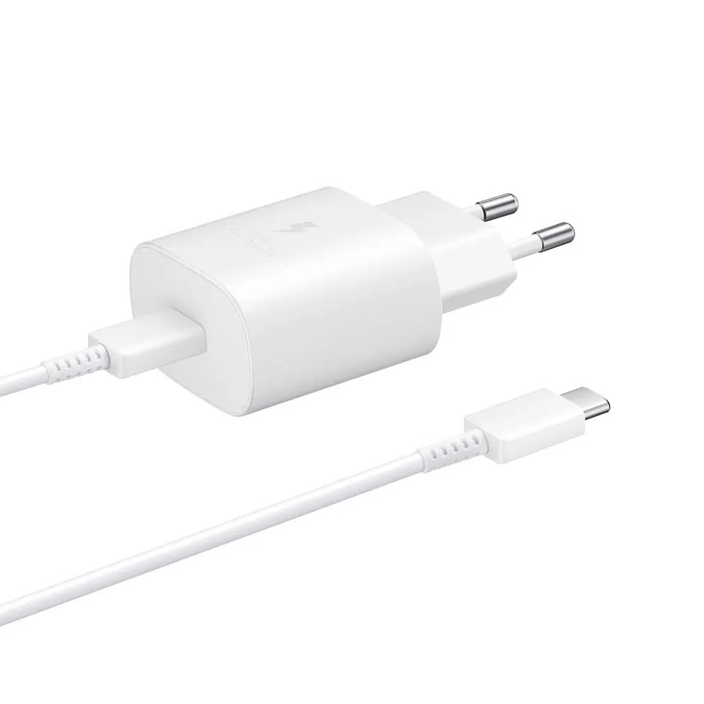 Kucni punjac PD Fast charger 25W za Samsung sa PD Type C kablom CE beli
