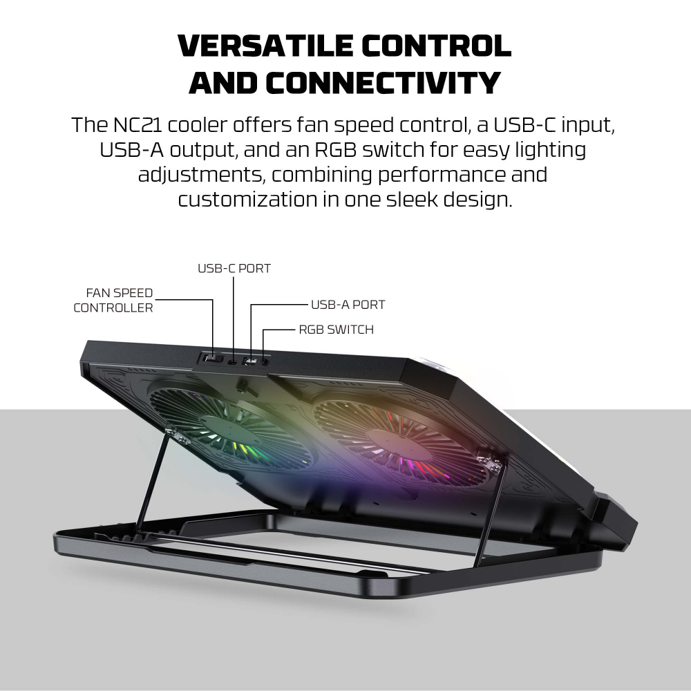 Laptop Cooler Fantech NC21 RGB crni
