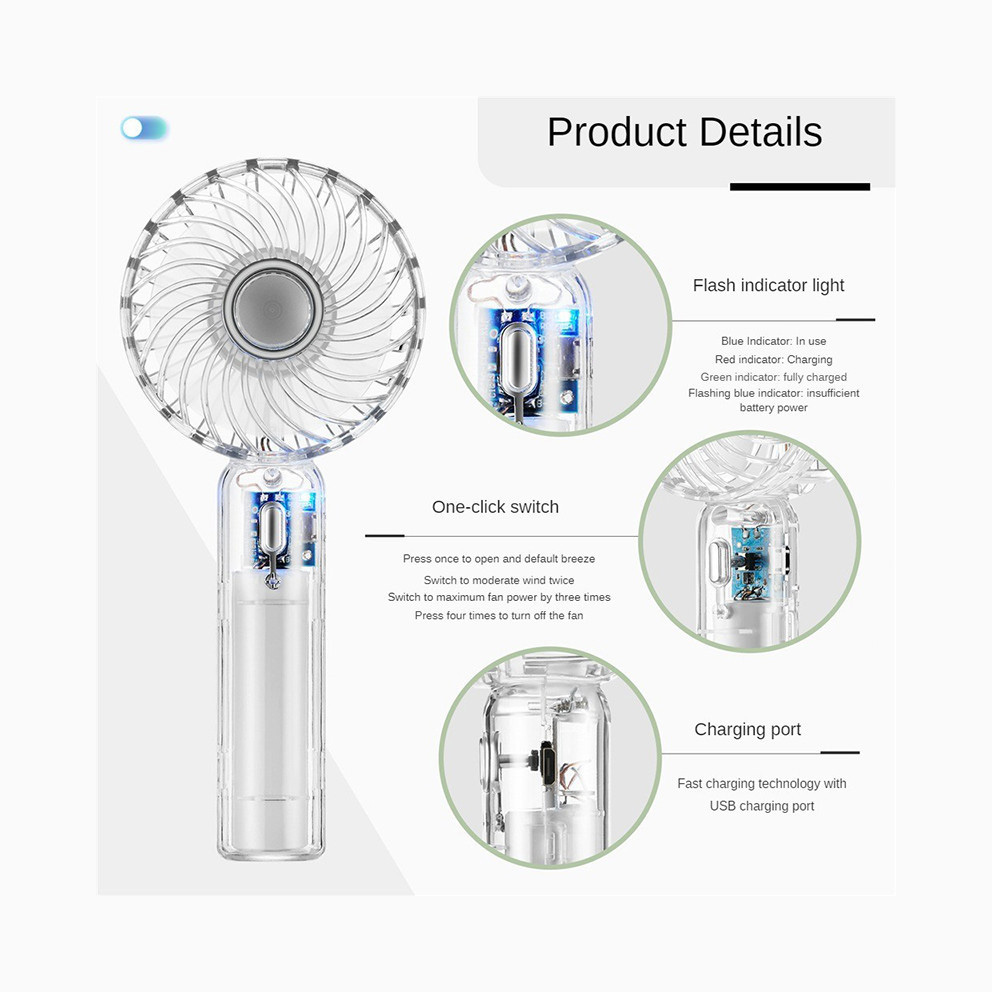 Rucni ventilator REMAX RS-SF01 transparent