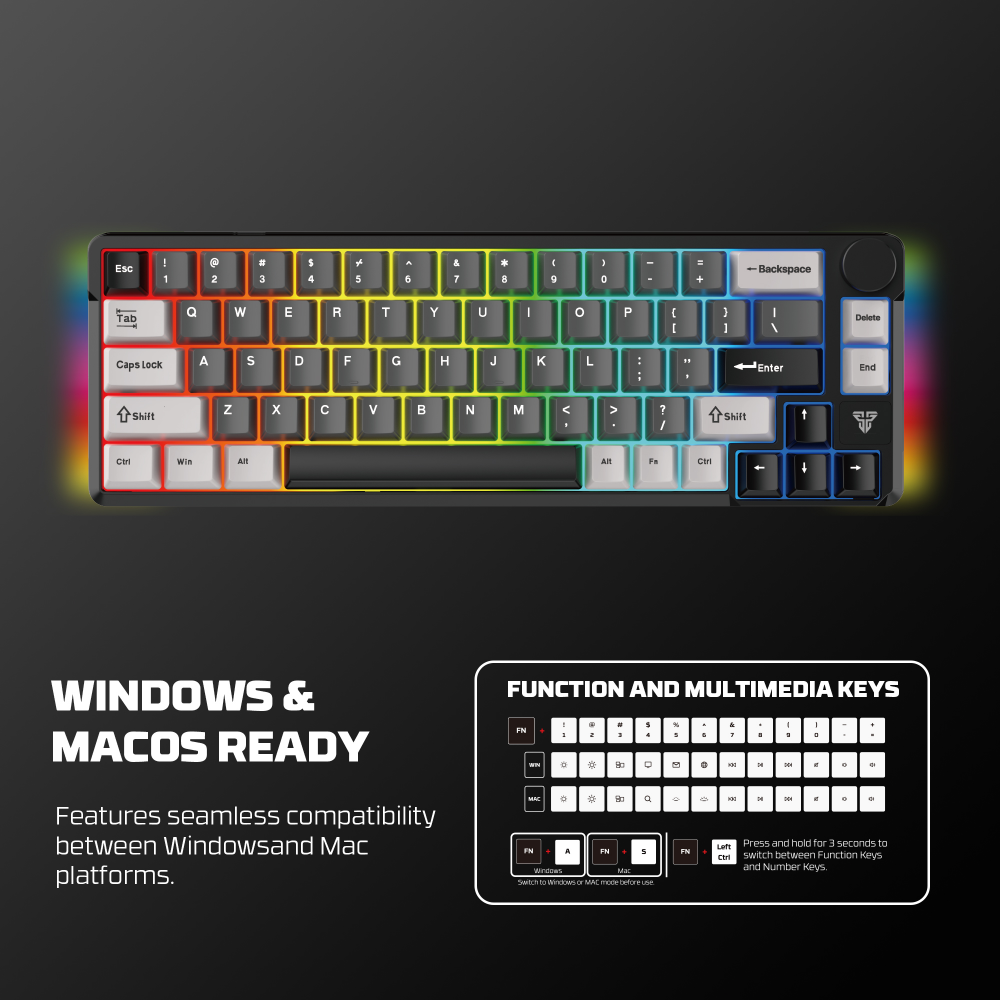 Tastatura Mehanicka Gaming Fantech MK919 Atom PRO66 crna (Blue switch)