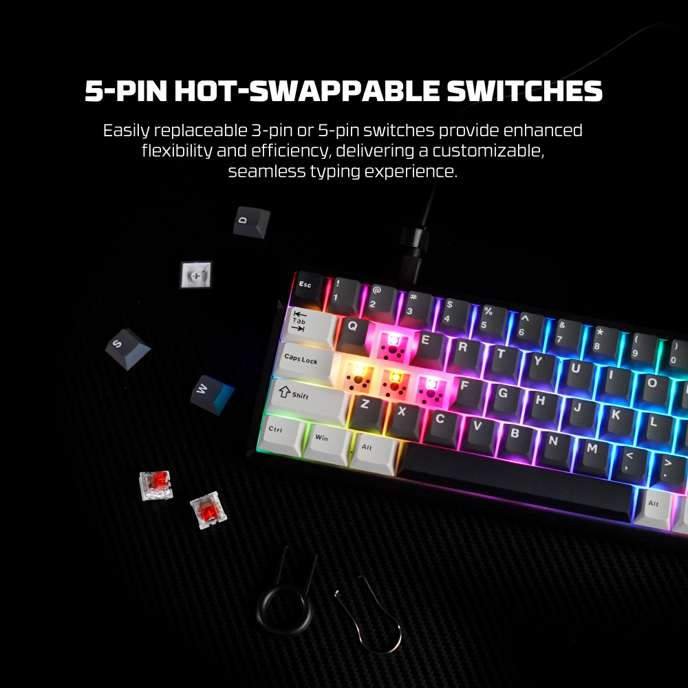 Tastatura Mehanicka Gaming Fantech MK919 Atom PRO66 crna (Blue switch)