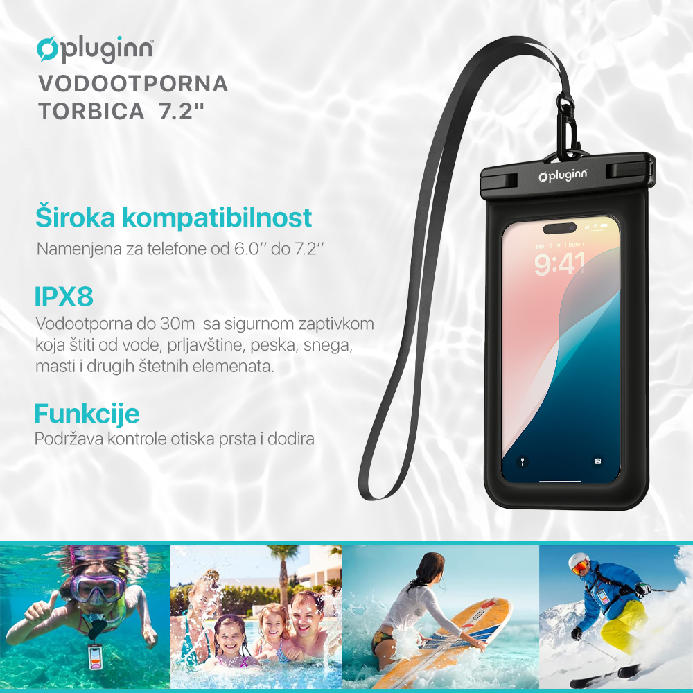 Vodootporna torbica Pluginn 7.2" crna