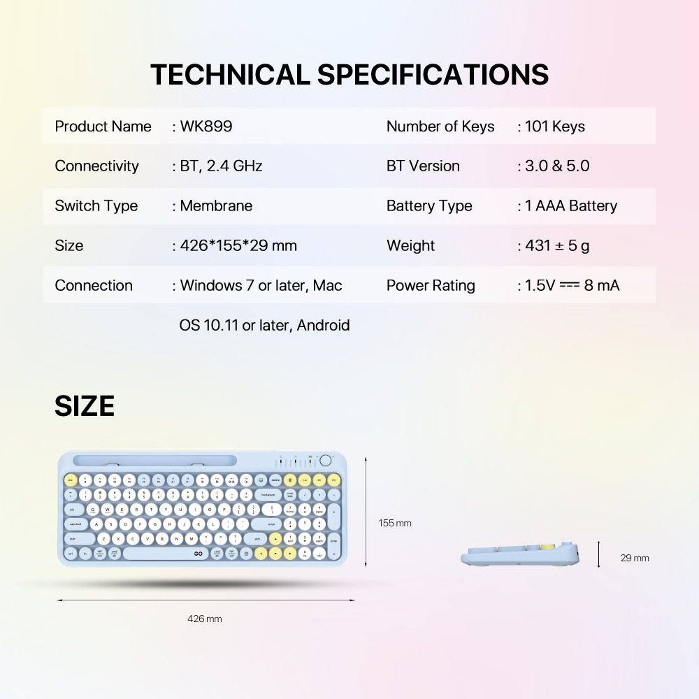 Combo mis tastatura wireless Fantech WK-899 GO mochi101 zuta