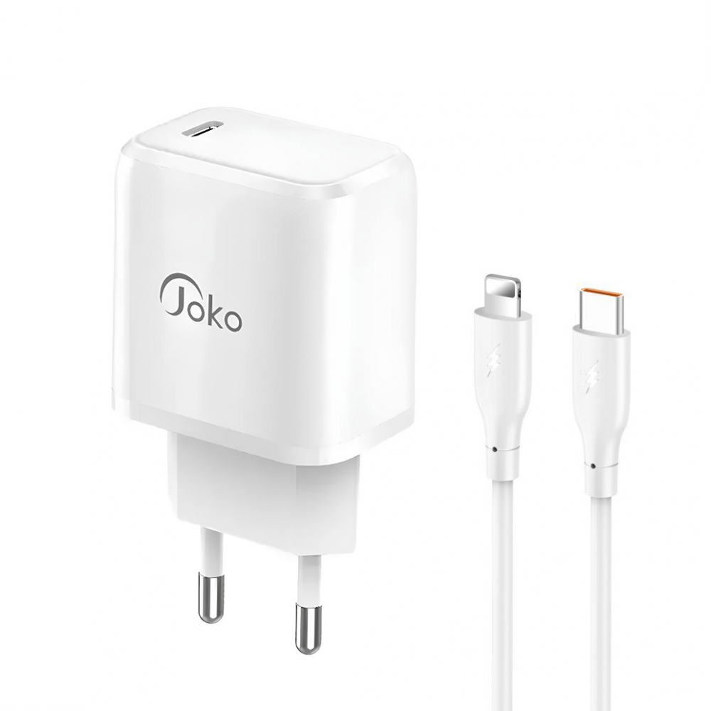 Kucni punjac KONFULON JK91+DC66 PD20W sa PD kablom Type C na iPhone lightning beli