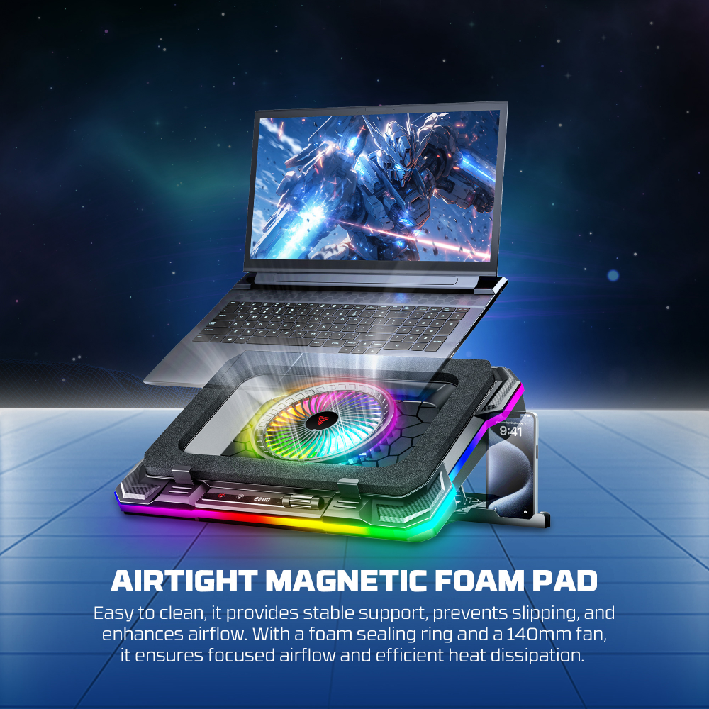 Laptop Cooler Fantech NC22 RGB crni