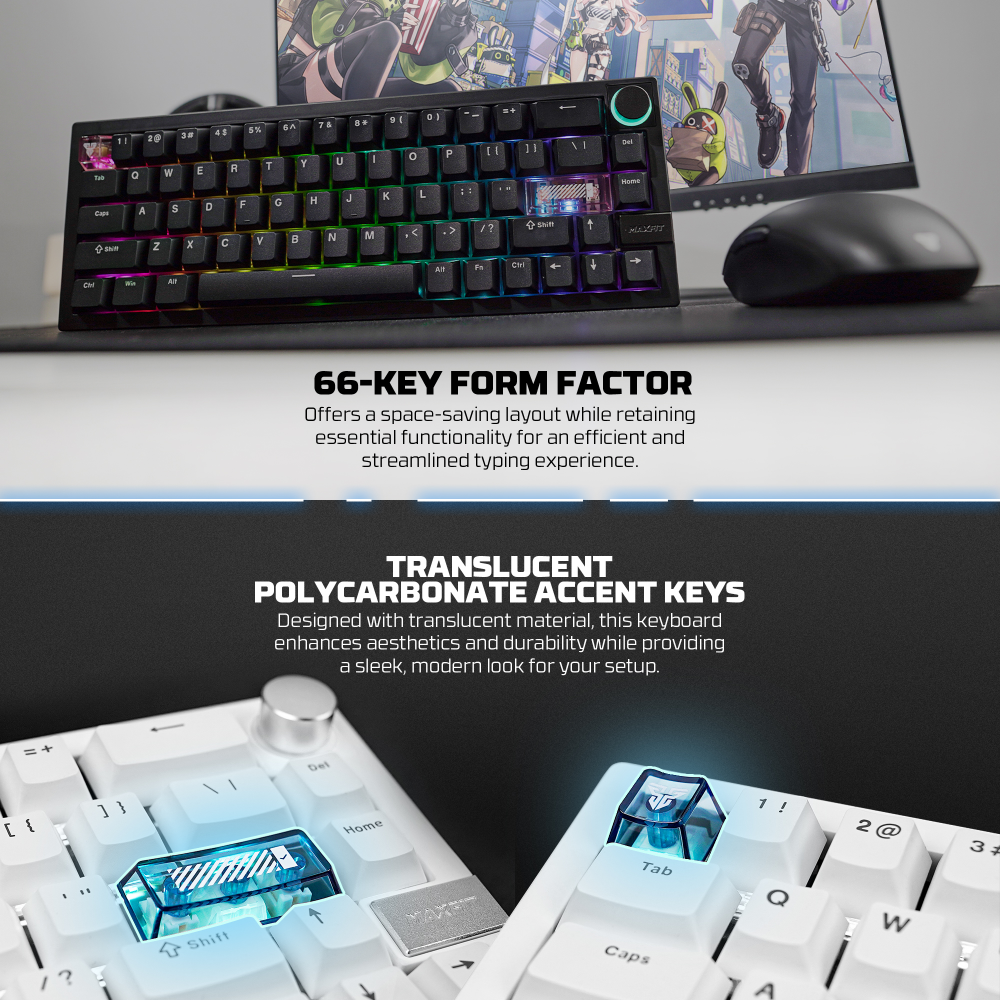 Tastatura Mehanicka Gaming Fantech MK920 RGB Maxfit 6 Wireless bela (White switch)