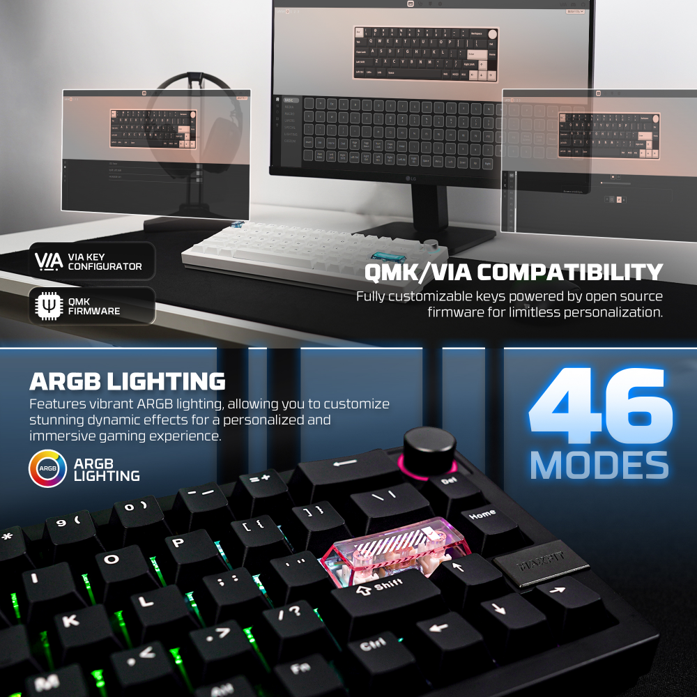 Tastatura Mehanicka Gaming Fantech MK920 RGB Maxfit 6 Wireless black (White switch)