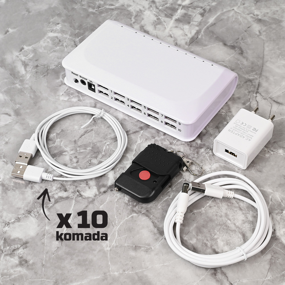 Alarmi za laptop JWD 10 porta beli