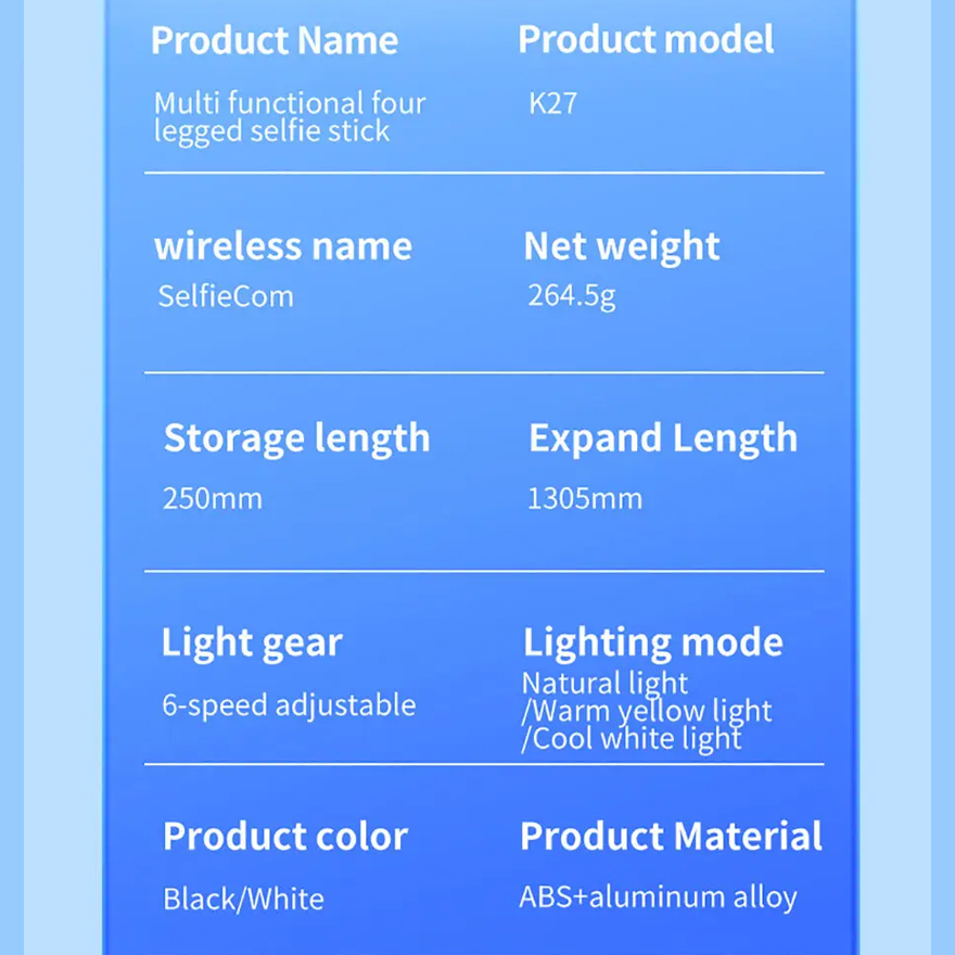 Selfie stick K27 + tripod crni