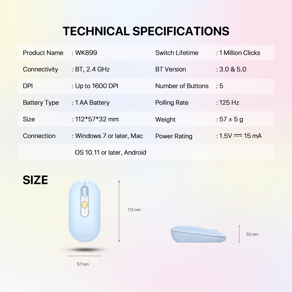 Combo mis tastatura wireless Fantech WK-899 GO mochi101 ljubicasta