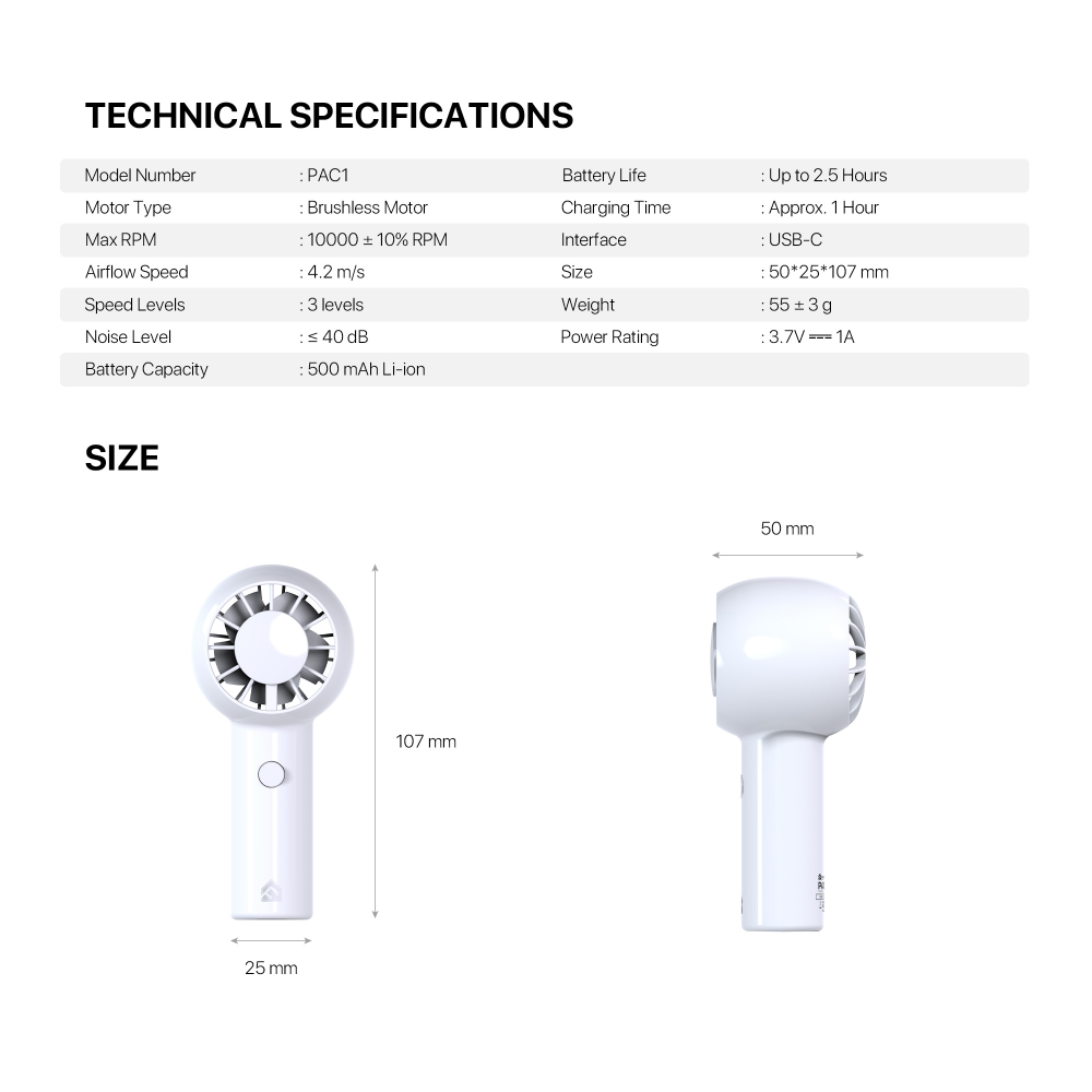 Rucni ventilator Fantech PAC1 beli