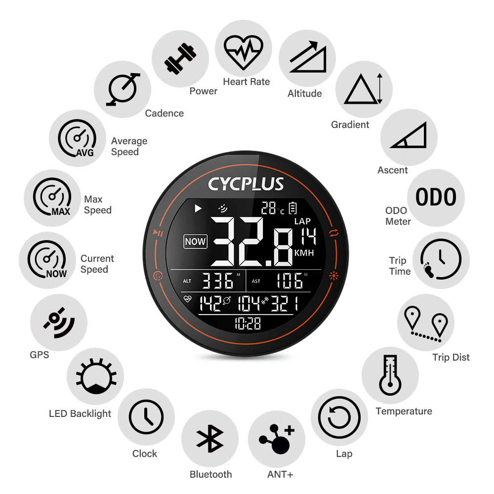 CYCPLUS M2 GPS kompjuter za biciklu crni