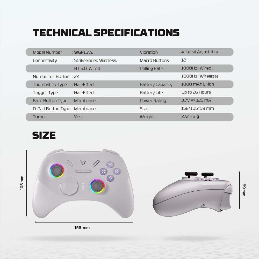 Joypad wireless Fantech WGP15V2 EOS PRO II multiplatform RGB sivi