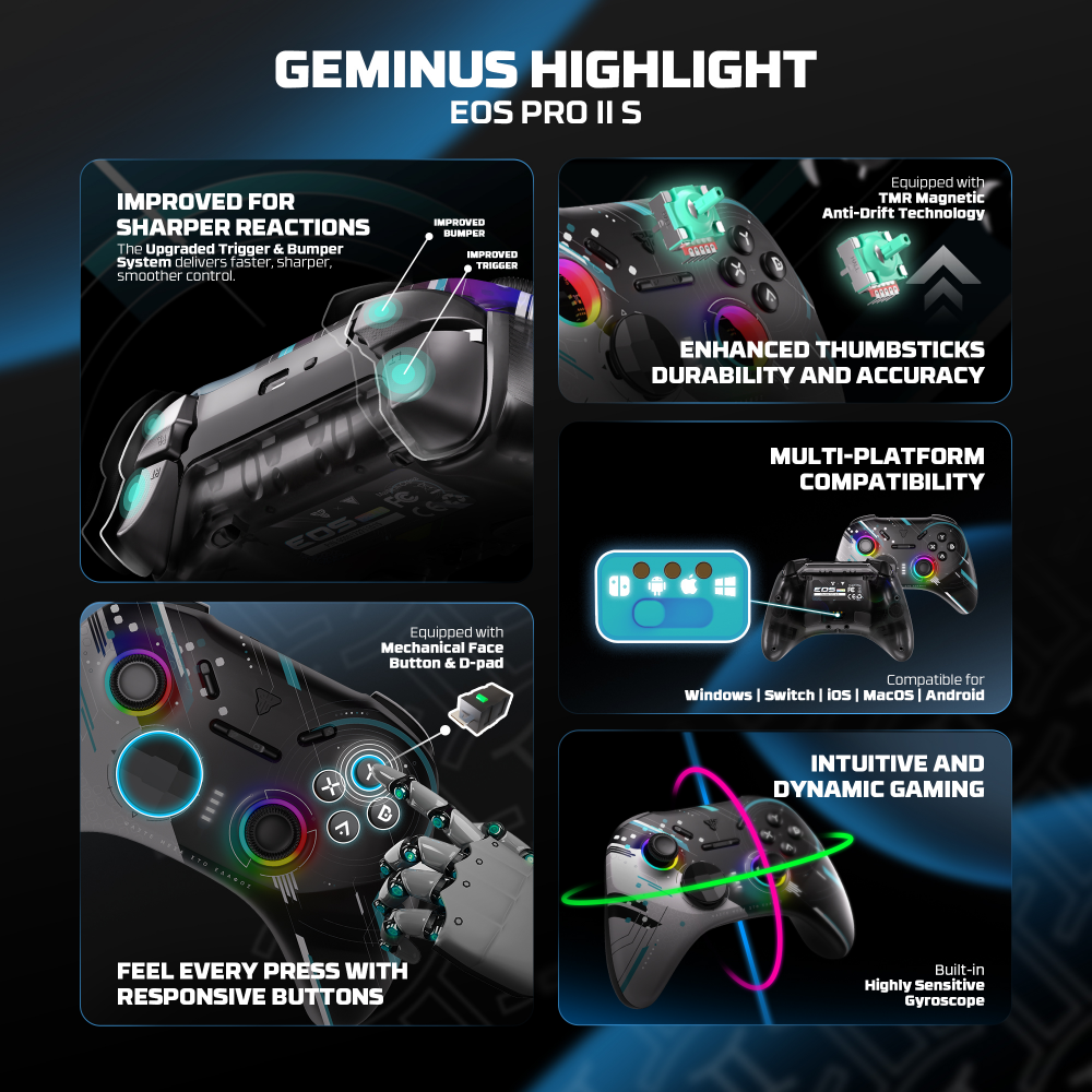 Joypad wireless Fantech WGP15V2S EOS PRO II S Geminus multiplatform RGB crni