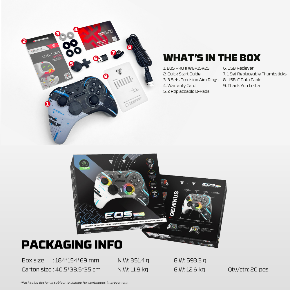Joypad wireless Fantech WGP15V2S EOS PRO II S Geminus multiplatform RGB crni