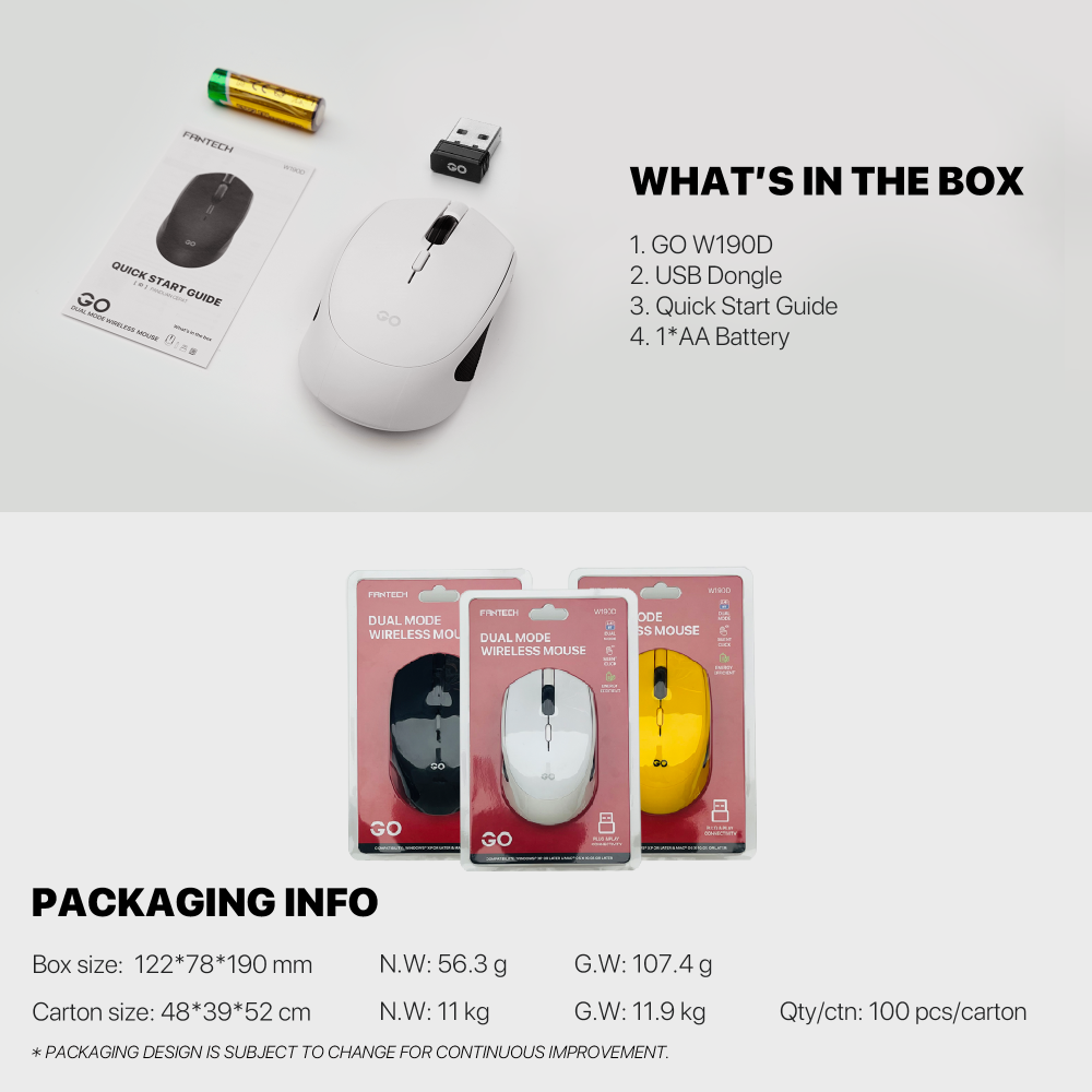 Kancelarijski Wireless mis Fantech W190 zuti