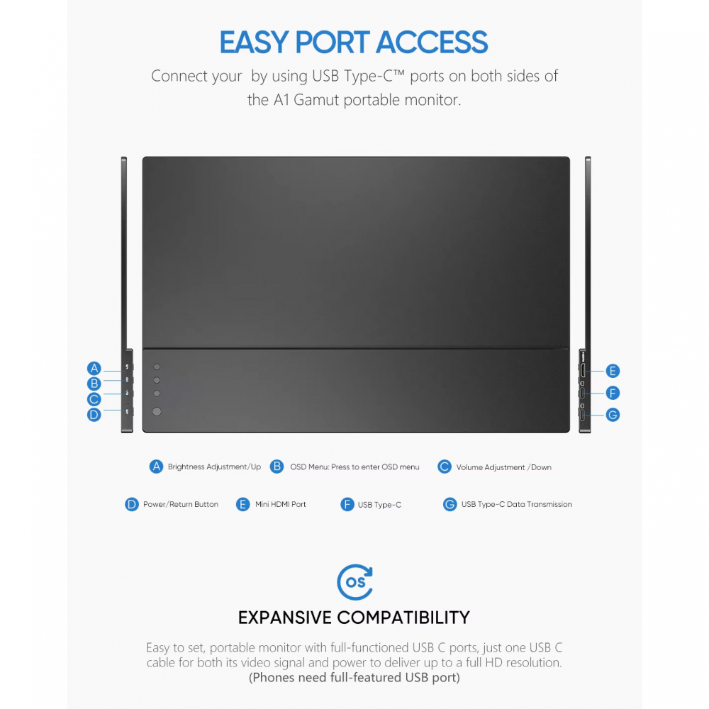 Eksterni prenosni monitor Arzopa A1 Gamut 15,6 inch FHD