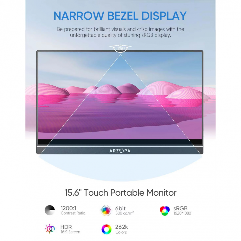Eksterni prenosni monitor Arzopa A1T 15,6 inch FHD Touch Screen