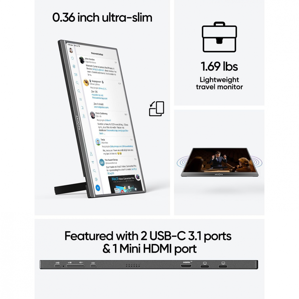 Eksterni prenosni monitor Arzopa Z1C 16,1 inch FHD sRGB100