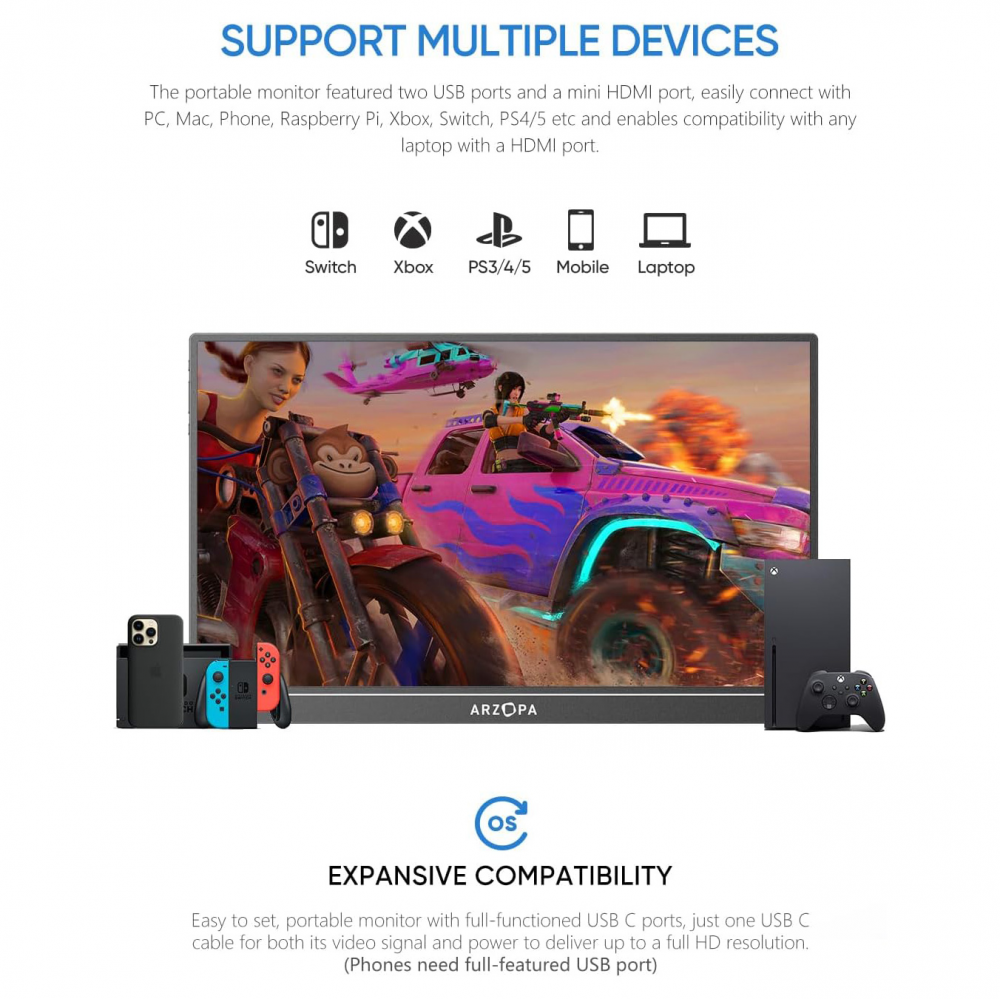Eksterni prenosni monitor Arzopa Z1FC 16,1 inch Grey FHD 144hz