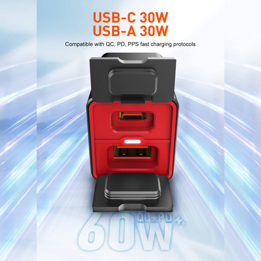 Punjac za motor LDNIO C108 QC 30W, PD 30W total power 60W crni