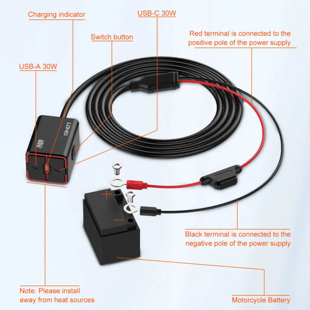 Punjac za motor LDNIO C108 QC 30W, PD 30W total power 60W crni