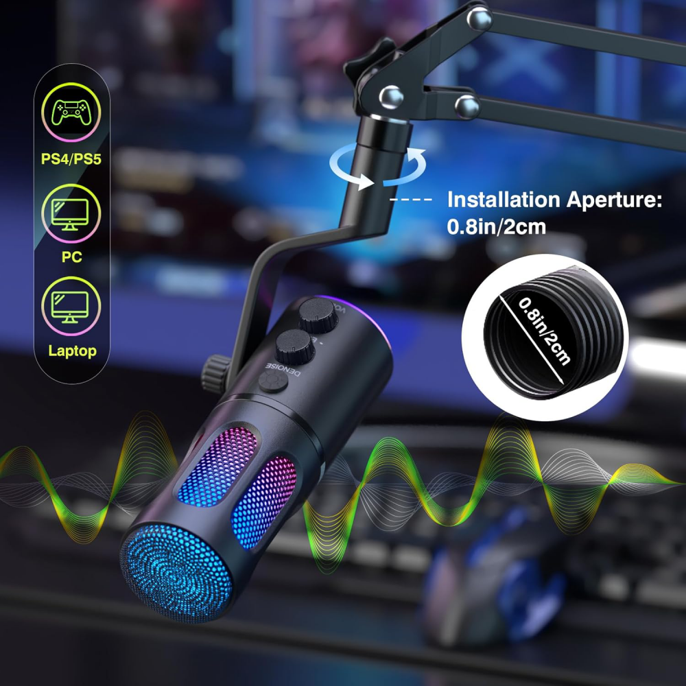 Mikrofon SU8 RGB crni