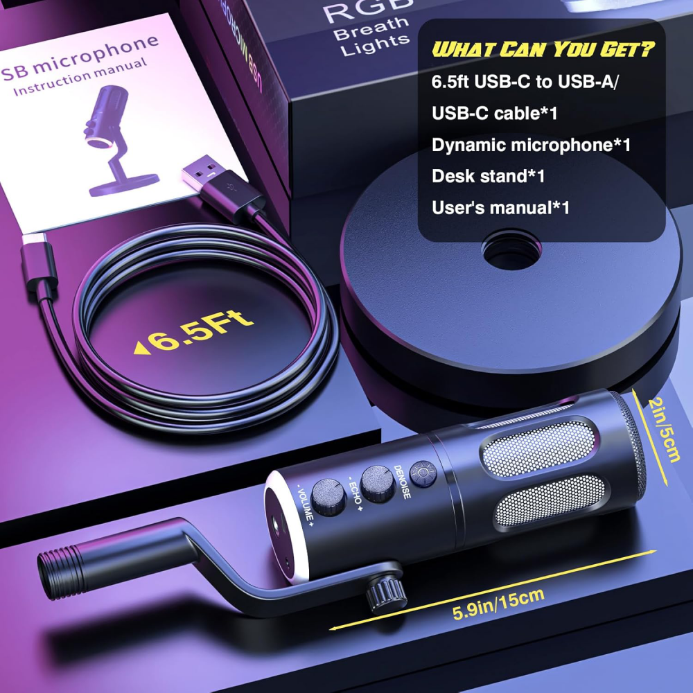 Mikrofon SU8 RGB crni