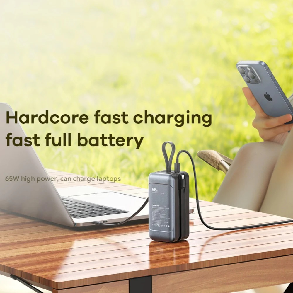Power bank prenosiva baterija REMAX Dinba Series RPP-59 65W+60W PD+QC Fast Charging 20000mAh crni