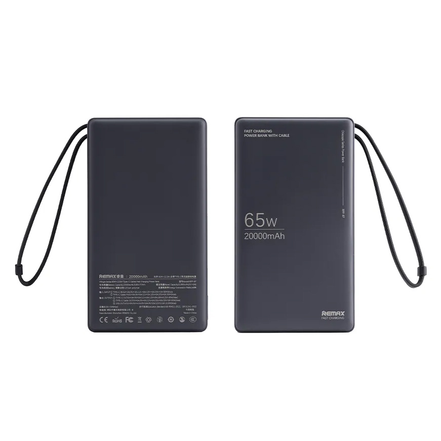 Power bank prenosiva baterija REMAX Wingle Series RPP-87 65W+22.5W Fast Charging 20000 mAh crni