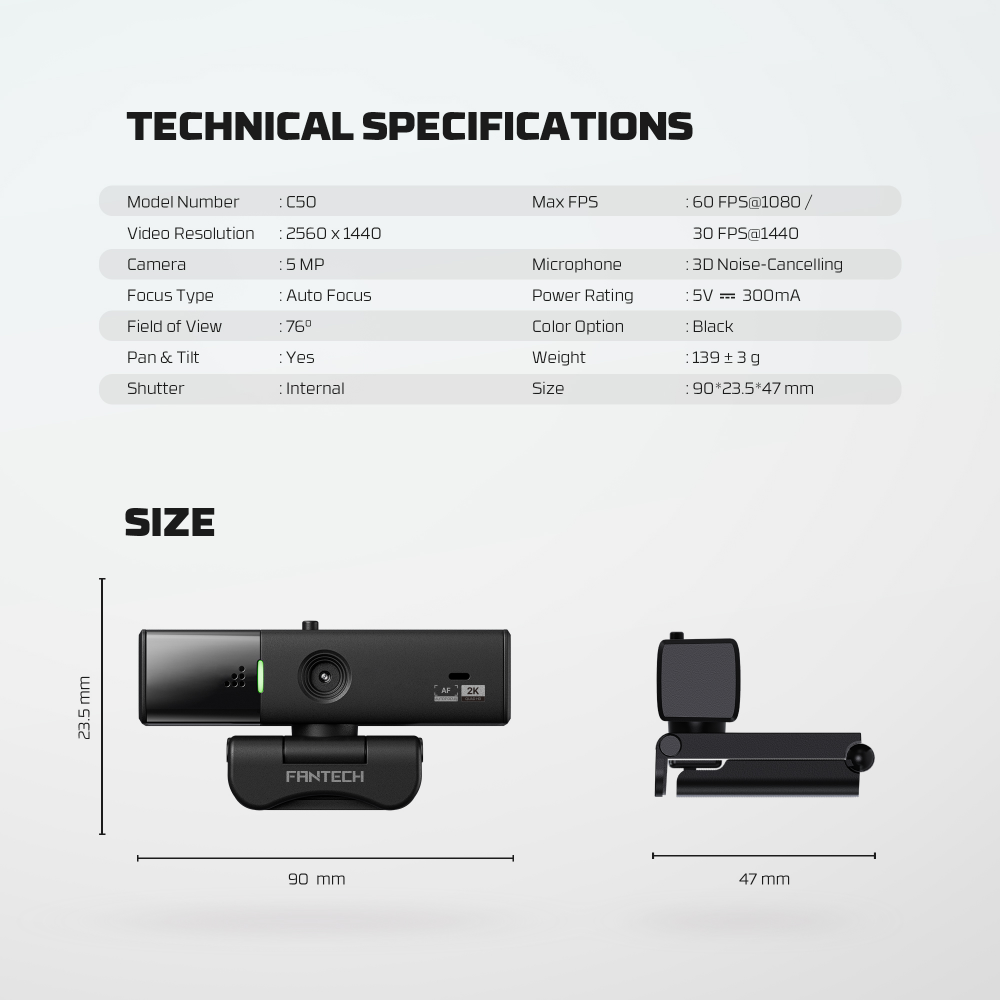 Web kamera Fantech C50 Luminous crna