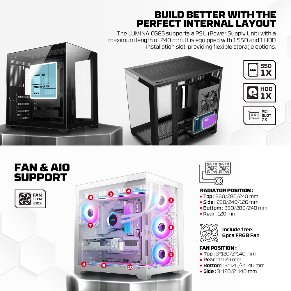 Kuciste Gaming Fantech CG85 Lumina belo