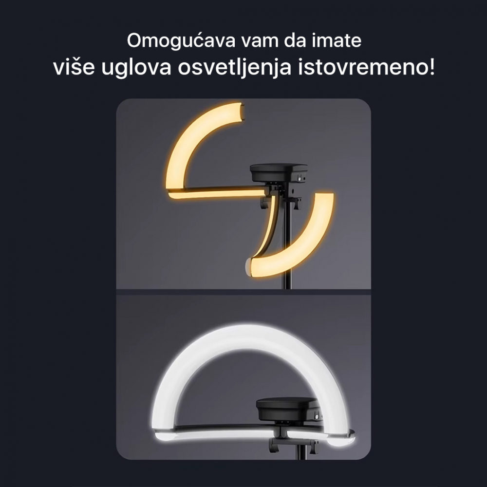 Tripod + LED ring lampa multifinkcionalna sa postoljem crna