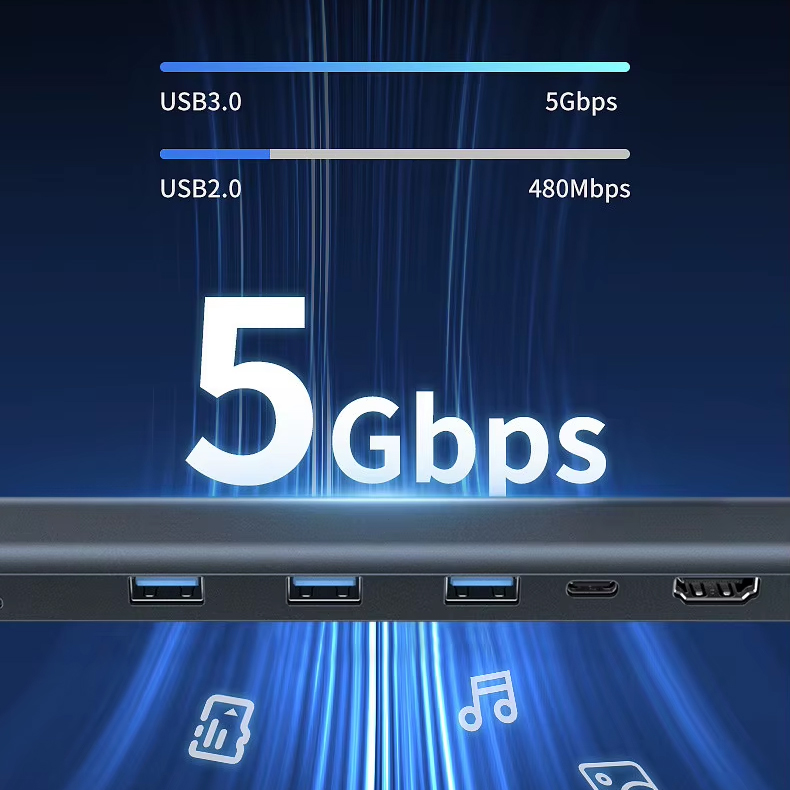 Adapter Type C JWD-TC45 na LAN, PD, HDMI, Type C, 3x USB 3.0, SD, TF,  3.5mm 10 u 1 sivi