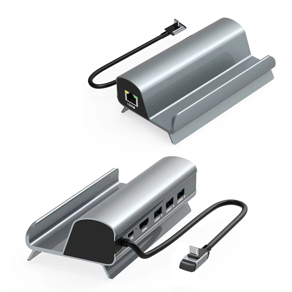 Adapter Type C JWD-TC58 na LAN, PD, HDMI, 3x USB 3.0 6 u 1 sivi
