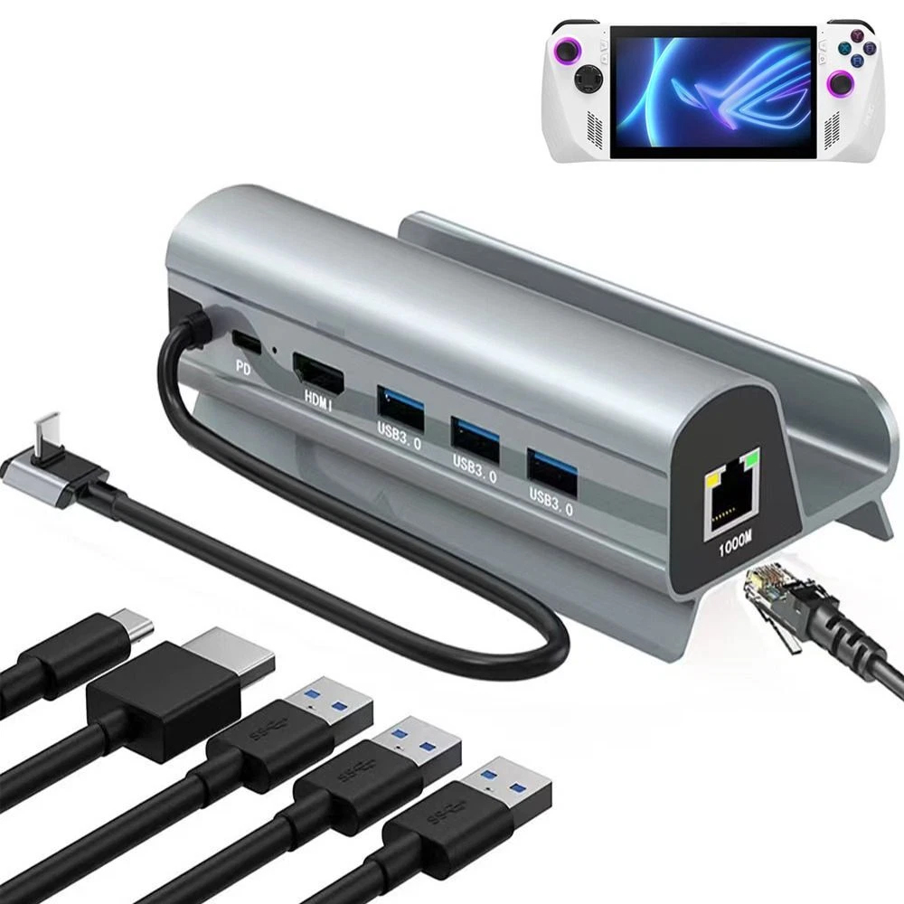 Adapter Type C JWD-TC58 na LAN, PD, HDMI, 3x USB 3.0 6 u 1 sivi