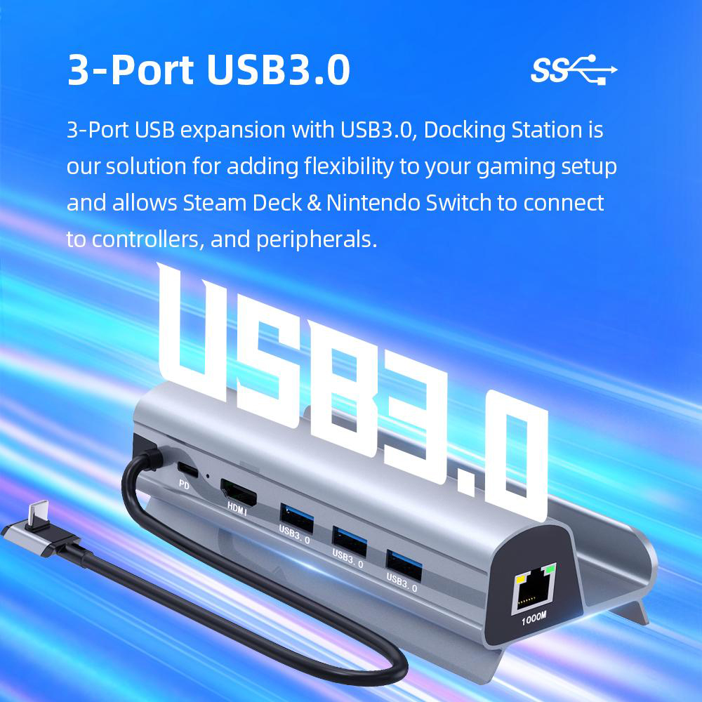 Adapter Type C JWD-TC58 na LAN, PD, HDMI, 3x USB 3.0 6 u 1 sivi