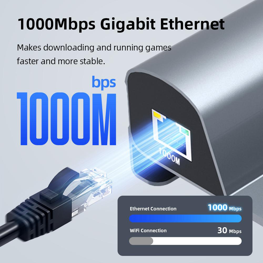Adapter Type C JWD-TC58 na LAN, PD, HDMI, 3x USB 3.0 6 u 1 sivi
