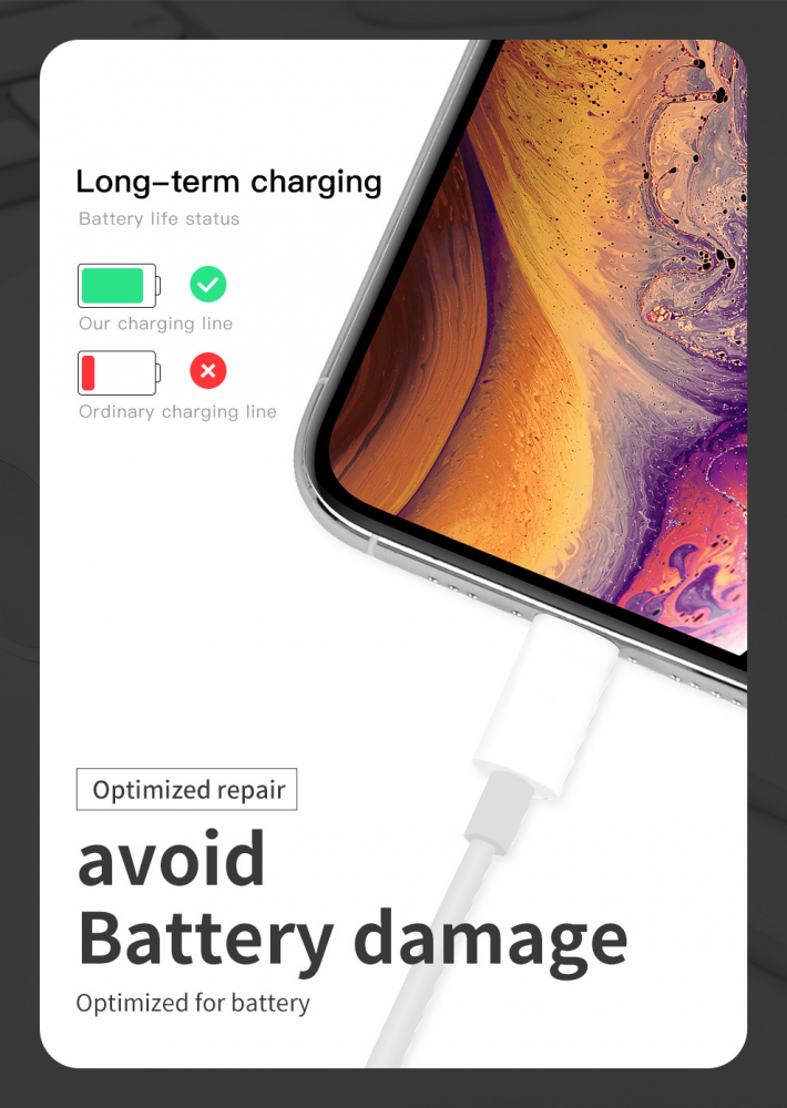 Data kabl Coteci CS2165 3A PD na iPhone lightning beli 1m